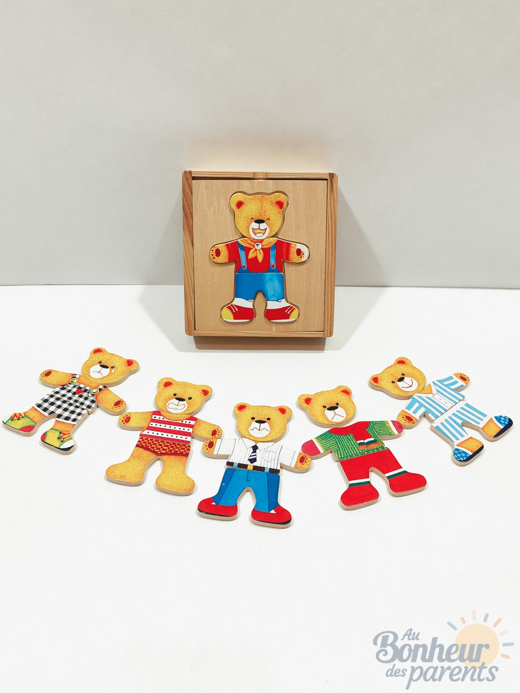 Puzzle ourson en bois à habiller.